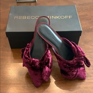 Rebecca Minkoff “Alexis” crushed velvet slides
